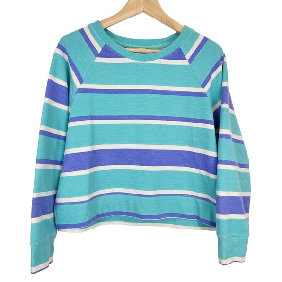 Wildfox Striped Sweatshirt Womens Size M Blue Aqua Soft Terry Cloth - Picture 1 of 7